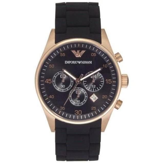 Emporio Armani Ladies Sportivo Chronograph Rose Gold PVD Watch - AR5906